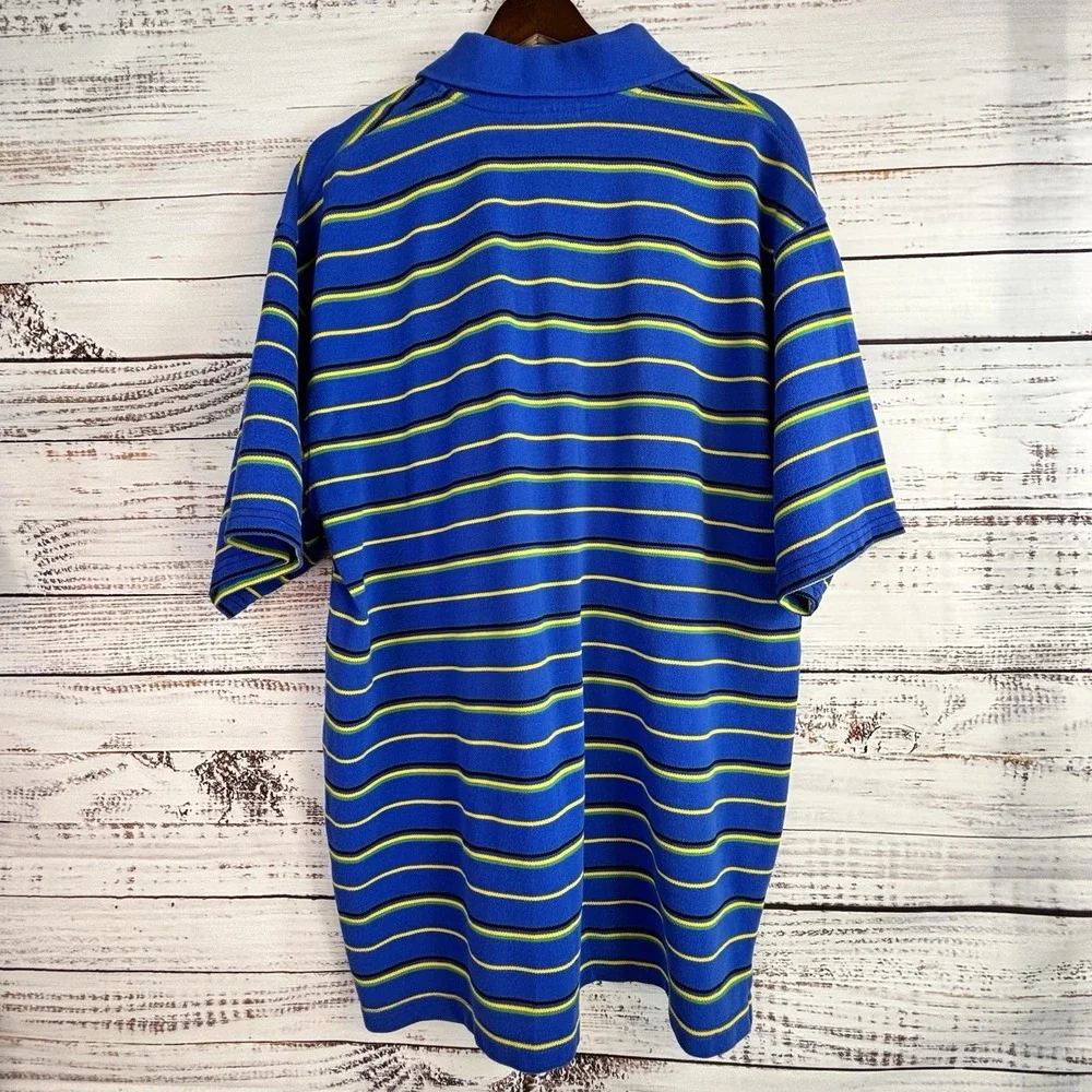 Vintage 90s Empire Bigland Polo Shirt XXL 2XL Blue Striped Skater Grunge Street